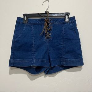 Idyllwind Miranda Lambert Womens Lace Up Jean Shorts Size 8 Pockets Denim